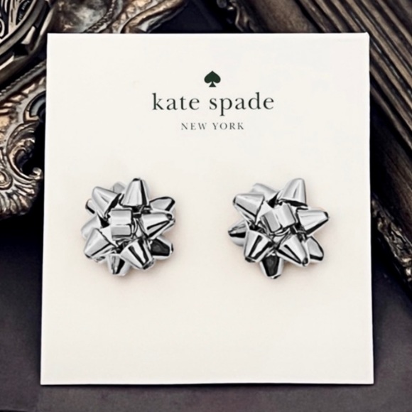 KATE SPADE • Silver Bourgeois Bow Earrings - Picture 3 of 3